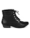 Breckelle BC45 Women Leatherette Oxford Almond Toe Lace Up Cuff Ankle Bootie - Black