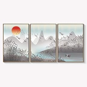 Framed Canvas Wall Art for Living Room, Bedroom Abstract Landscape Dream Place Canvas Prints for Home Decoration Ready to Hanging - 16"x24"x3 Panels