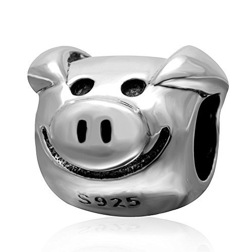 Pig Charm 925 Sterling Silver Animal Charm Lucky Charm Birthday Charm Anniversary Charm for Pandora Charm Bracelet