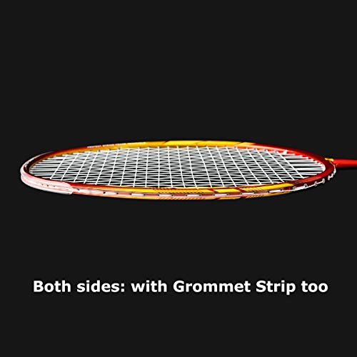 WHIZZ 2 PCS 100% Graphite Badminton Racket Set, Frame/String Protection Design, Large Badminton Bag / 2 Grip Tapes Included (Black/Red)