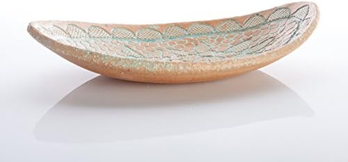 Ceramic Handmade Pottery Serving Bowl With Lace Imprint | Decorative Stoneware Large Dish Size 12X8.5" | Great Decor For Tableware Dinnerware Potpourri Holder Kitchen Centerpiece Fruit Or Keys Bowl