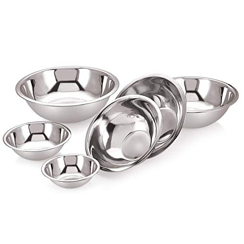 Wilmington Steelwares Premium Heavy Gauge Stainless Steel Mixing Bowls - Set Of 6 - Polished Mirror Finish Nested Bowls of 8 Qt, 5 Qt, 4 Qt, 3 Qt, 1.5 Qt And 3/4 Qt - Perfect Gift for Your Kitchen
