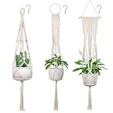 3 Pack Macrame Plant Hangers, Soonow Hanging Planters for Indoor Plants With Hooks Home Decor