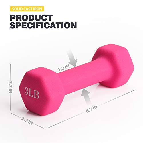 FutureCharger Dumbbell Weights, 3 LB Hand Weights Dumbbells Set of 2 ...