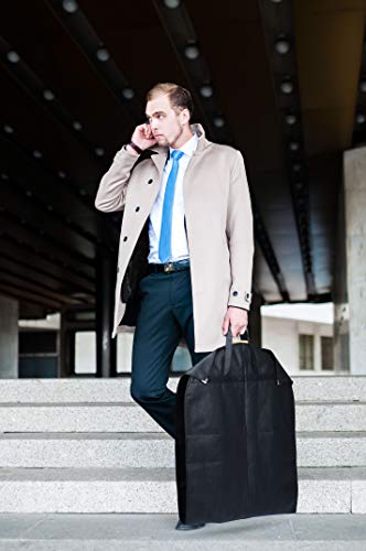 Titan Mall 54" Black Garment Bags Breathable Coat Cover Carrier Bag for Travel with Velcro & Handles, Pack of 1 - Thumbnail 2