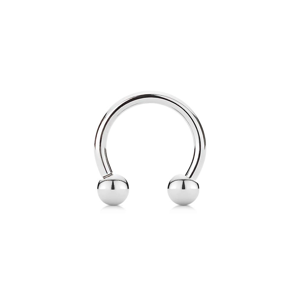 PiercedOff 316L Surgical Steel Horseshoe Barbell with externally threaded balls - Bar Thickness 16GA (1.2mm) / Bar Diameter 12mm / Ball Size 5mm