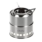 Ohuhu Camping Stove Stainless Steel Backpacking Stove Potable Wood Burning Stoves for Picnic BBQ Camp Hiking
