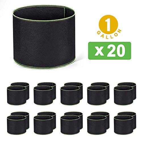 Cyttengo 20-Pack 1 Gallon Grow Bags Heavy Duty Aeration Fabric Pots Thickened Nonwoven Fabric Pots Plant Grow Bags