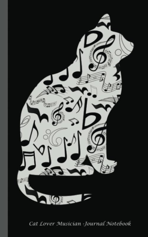 Cat Lover Musician Journal Notebook: Music Teacher Student Gift Book, Softcover, 100 Lined Pages + 8 Blank (54 Sheets), Small Lightweight 5x8"