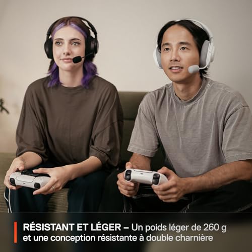 Casque Arctis Nova 3P Wireless - Appli Mobile Companion - Batterie 40h - Haut-parleurs magnétiques en néodyme - 2,4 GHz/Bluetooth - Micro détachable - PS5, PS4, PC, Switch, Mobile -Blanc