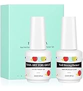 TOMICCA Nail Strengthener - Nail Foil Glue 2 in 1, Nail Transfer Foil Glue for Nail Art, Nail Str...