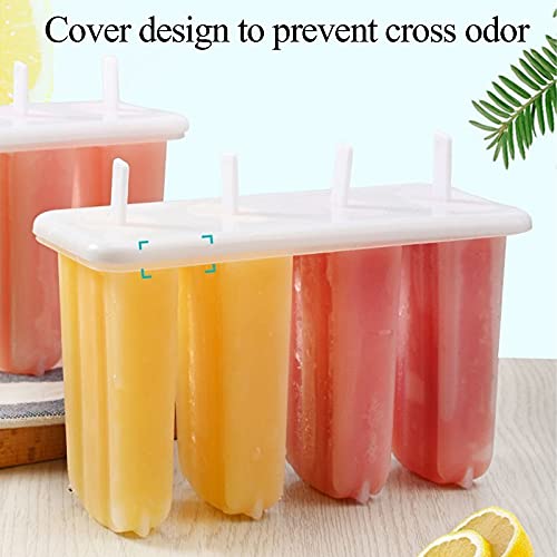 Homemade Popsicle Molds Shapes, Plastic Popsicle Ice Cream Molds With Lid, Popsicle Ice Box, 4 Reuseable Sticks, Easy Release Ice Pop Molds For Home Party (A)
