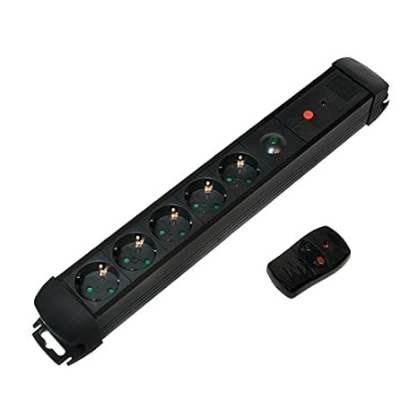LogiLink LPS401 Steckdosenleiste, 5-Fach mit Fernbedienung und AN/AUS Schalter 250 V, schwarz
