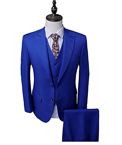 Botong Royal Blue Groomsmen Suits 3 Pieces Men Suits Wedding Suits for Men Royal Blue 40 chest/34 Waist