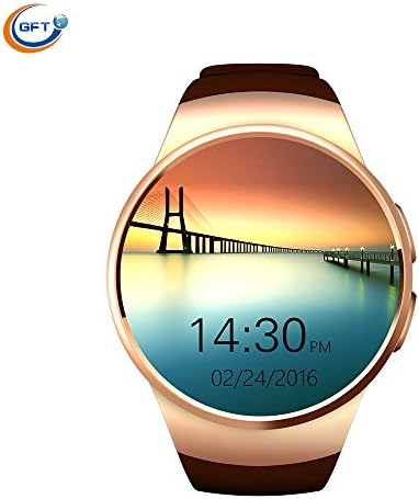 GFT KW18 Smart Watch iPhone Compatible Heart Rate Monitor Bluetooth Smartwatches Support Sim Card for Apple Samsung Huawei Man Business Style (Gold)