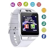 DZ09 Bluetooth Smart Watch Touch Screen with Camera and SIM Card TF/SD Card Slot Pedometer Activity Tracker for iPhone Android Phones Samsung Huawei PK GT08 A1 (White)