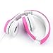 Wired Volume Limited Kids Headphones with Detachable Cable and Sharing Music for Children (Pink)