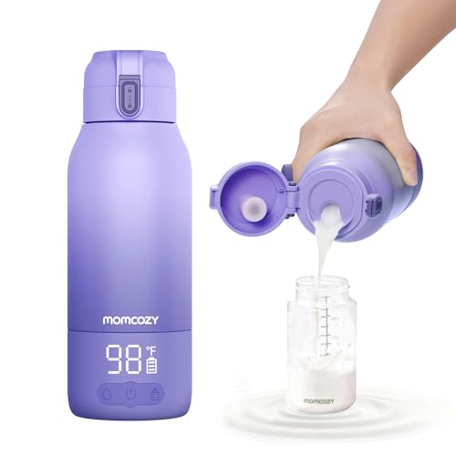Momcozy Portable Bottle Warmer for Breast Milk, Baby Travel Essentials | Fast Heating with Nutrients Preserved, Precise Temp Control, Dual Heating Modes for Breast Milk & Water, 17OZ Large Capacity