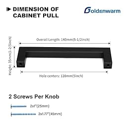 Goldenwarm 30 Pack Black Square Bar Cabinet Pull