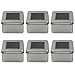 6-Pack of 8 Ounce Metal Box Square Rectangle Storage Tin Container Set with Large Clear Window Lids 3.6 x 3.6 Inches base x 2.4 inches tall