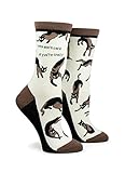 Anne Taintor Women's Patterned Cotton Crew Socks - Cats Don't Care If You're Crazy
