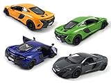 HCK Set of 4 2017 McLaren 675LT Pull Back Toy Cars 1:36 Scale (Blue/Orange/Green/Gray)