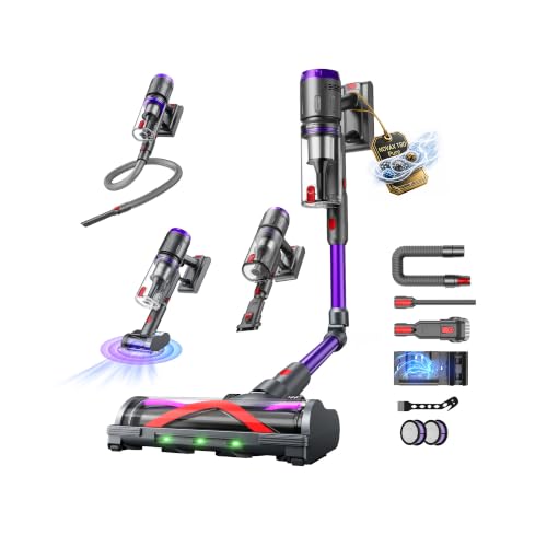 Circlio Akku Staubsauger, 600W/58kPa/75Min, Staubsauger Kabellos mit Mini Turbo Milbenbürste und Ladestation, Flexibles Biegegelenk, Selbststehend Des