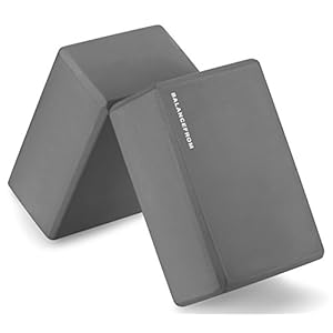 BalanceFrom GoYoga Set of 2 High Density Yoga Blocks, 9″x6″x4″ Each [NEWEST VERSION] (Gray)