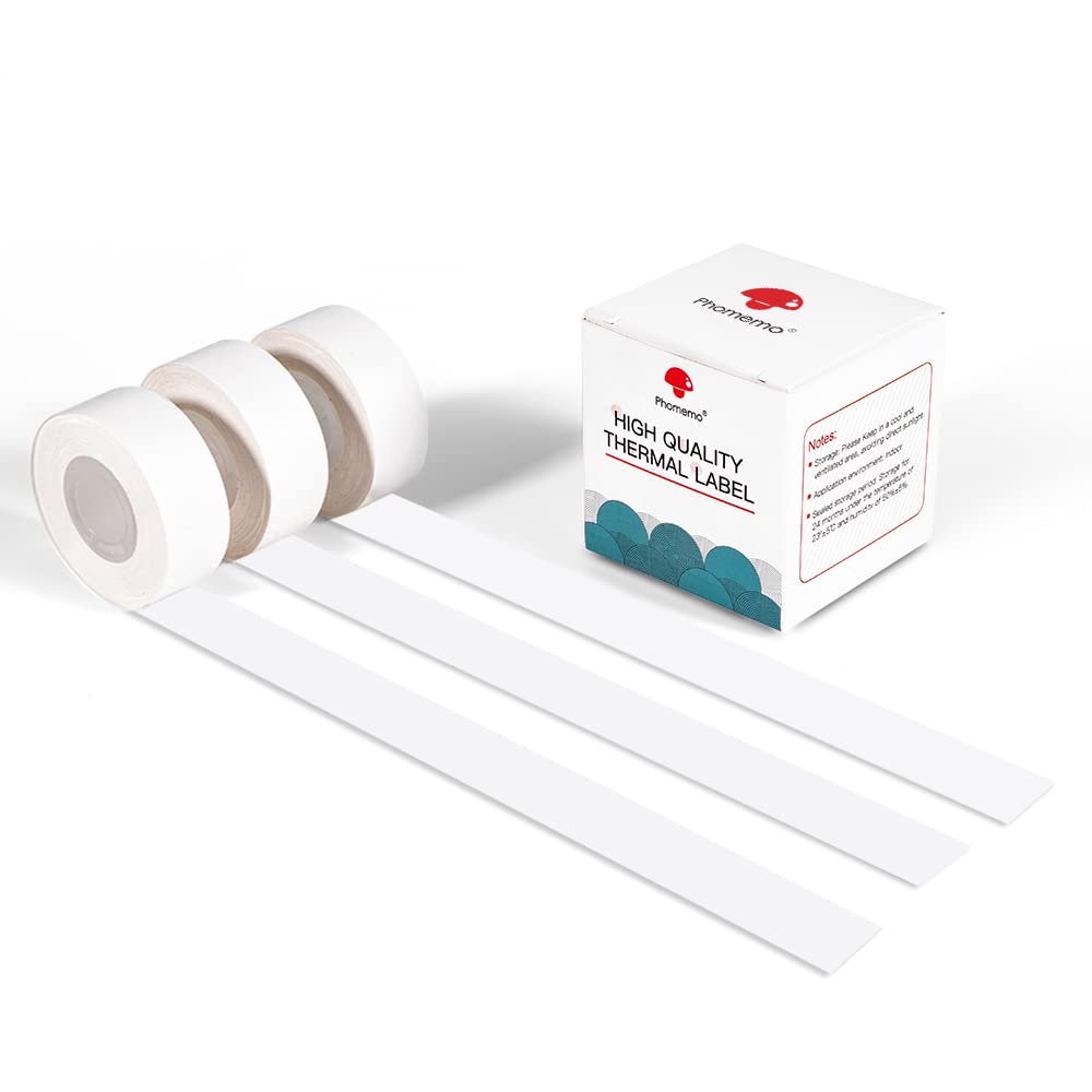 Phomemo D30 Continuous Label Tape - White Label Tapes, Thermal Labels for Kitchen, Files, Address, Gift and etc, 3 Rolls
