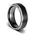 TUSEN JEWELRY 8mm Mens Wedding Band Black Tungsten Carbide Ring Matte Brushed Step Edge