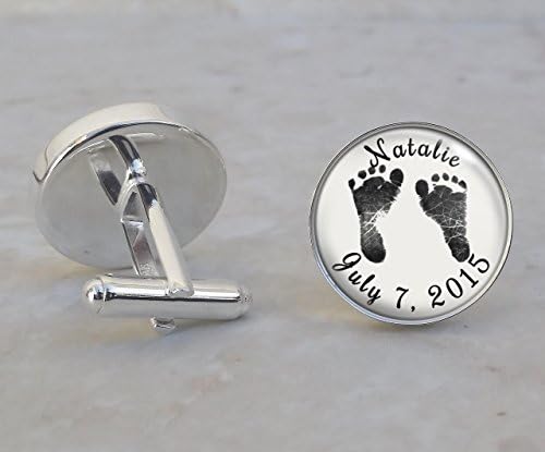 Custom Baby Name Date Sterling Silver Cufflinks