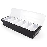 Bar Top Food & Condiment Dispenser - 6 Tray Plastic Garnish Station with Lid for Bartending & Serving Taco, Ice Cream, Fruit, Salad Bar - Topping Organizer for Restaurant Supplies & Accessories