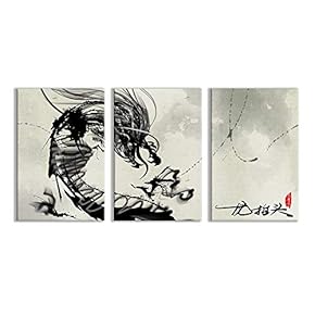 3 Plane East Dragon Ink Painting Office Poster...