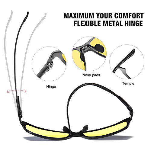 DUCO Herren und Damen Nachtfahrbrille mit Kohlefaser Rahmen Nachtsichtbrille Autofahren Anti Glanz Polarisiert… – Bild 4