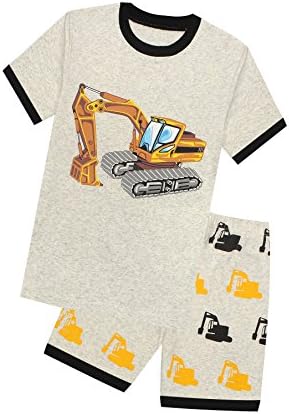 Boys Pajamas Bulldozer Toddler Clothes 100% Cotton Kids Short Sleepwear Set 5T