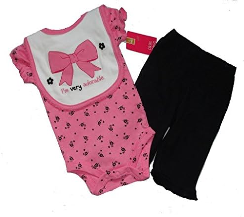 Baby Newborn Girl's 'I'm Very Adorable' Bib, Bodysuit and Pants Outfit