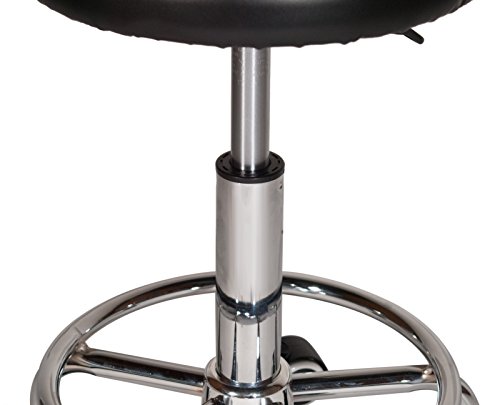 Topline 360-Degree Rolling Swivel Adjustable Stool Chair with Foot Rest - Black