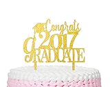 Congrats 2017 Graduate Gold Acrylic Cake Topper，Graduation Cake Topper