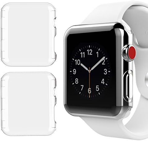 NSR [2 Pack] Compatible Apple Watch 42mm Series 3 Case, Slim PC Hard Screen Protector Cover Case for New Apple Watch Series 3 42mm 2017 Release, Clear