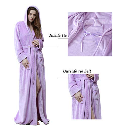 Womens Robes with Hood Long Soft Warm Full Length Sleepwear Luxurious