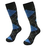 SUTTOS Men's 2 Pairs Argyle Diamond Striped Casual Soft Cotton Crew Dress Socks