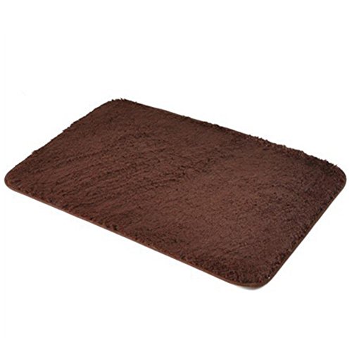 Memory Foam Shag Bath Mat Makaor Luxurious Absorbent Soft Bathroom Shower Rug Floor Non Slip Mat (Coffee, Size: 40cmx 60cm/15.8"x23.6")