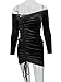 GOBLES Womens Velvet Bodycon Ruched Sexy Off Shoulder Bodycon Mini Club Dress Black