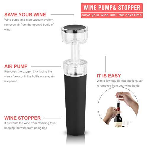 Samshow Wine Opener Set -5 in 1 Premium Wine Bottle Opener Kit - Manual Wine Opener Corkscrew Set - with Foil Cutter and Replacement Corkscrew Spiral - Wine Stoppers - Wine Pourer