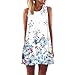Hot Sale! Women Sleeveless Printed Mini Dress,Canserin Vintage Boho Summer Beach (XL, White)