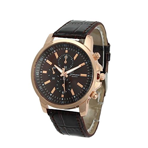 Singleluci Fashion Waterproof Leather Band Quartz Analog Wrist Watch,Coffee
