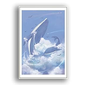 Framed Canvas Wall Art for Living Room, Bedroom Whale Canvas Prints for Modern Home Decoration Ready to Hang - 16"x24" inches