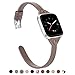 TOYOUTHS Slim Strap Compatible with Fitbit Versa/Versa 2/Versa Lite/Versa SE Bands for Women Men Thin Genuine Leather Replacement Wristbands Handmade Watch Band Accessories Taupe