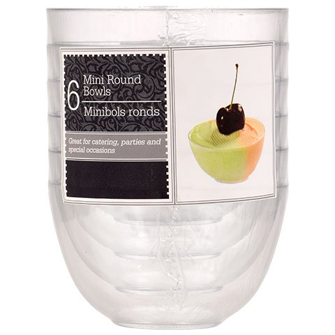 Clear Mini Disposable or Reusable Plastic Bowls for Dips, Desserts, Appetizers, Ice Cream, Truffle, or Candy (6-ct. Packs)