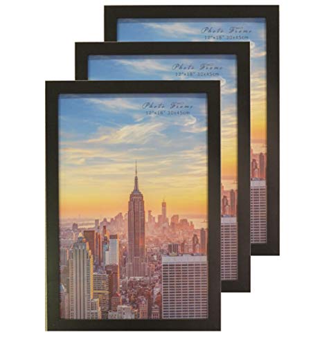 Frame Amo 12x18 Black Modern Wood Picture or Poster Frame, 1 inch Wide Border, 3-Pack - Thumbnail 6